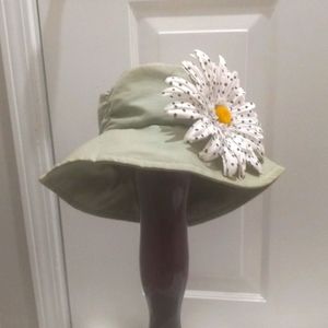 Stephanies Hatbox  Green Bucket Hat with Flower